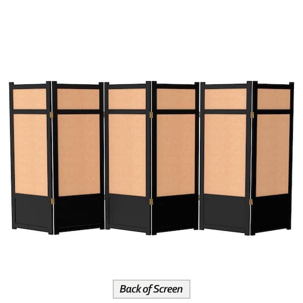Red Lantern 4 ft. Black 6-Panel Room Divider CLJUTE-BLK-6P - The
