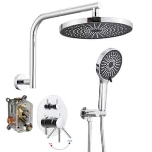 Single Handle 3-Spray Rain Shower Head Round Shower Faucet 2.5 GPM With High Pressure in Polished Chrome(Valve Included)