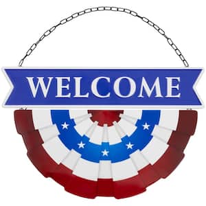 Americana Welcome Metal Wall Sign with Bunting - 19.5 in.