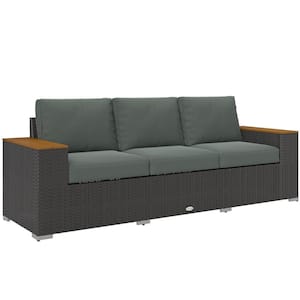 Wicker Outdoor Loveseat Sofa with Dark Gray Cushions (Seats-3)