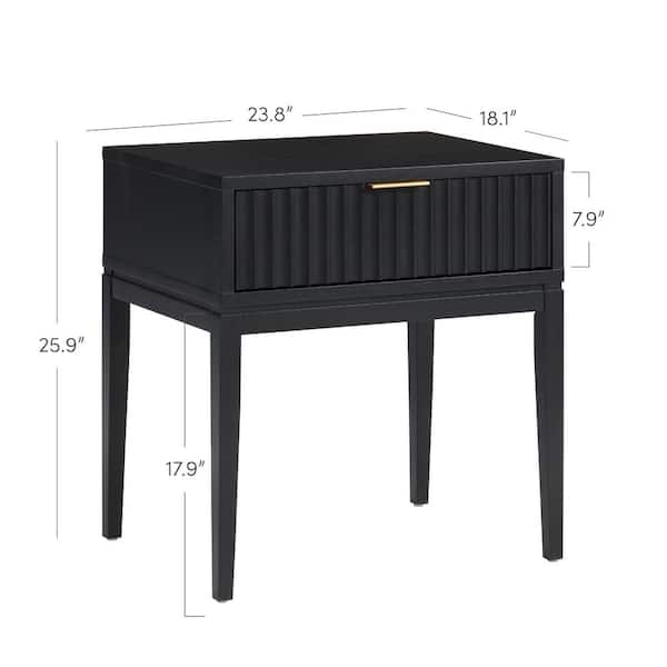 Nathan James Jasper Black Oak 1-Drawer 24 in. W. Nightstand 90302