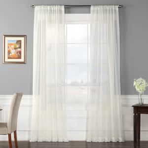 Off White Solid Rod Pocket Sheer Curtain - 50 in. W x 84 in. L (Set of 2)