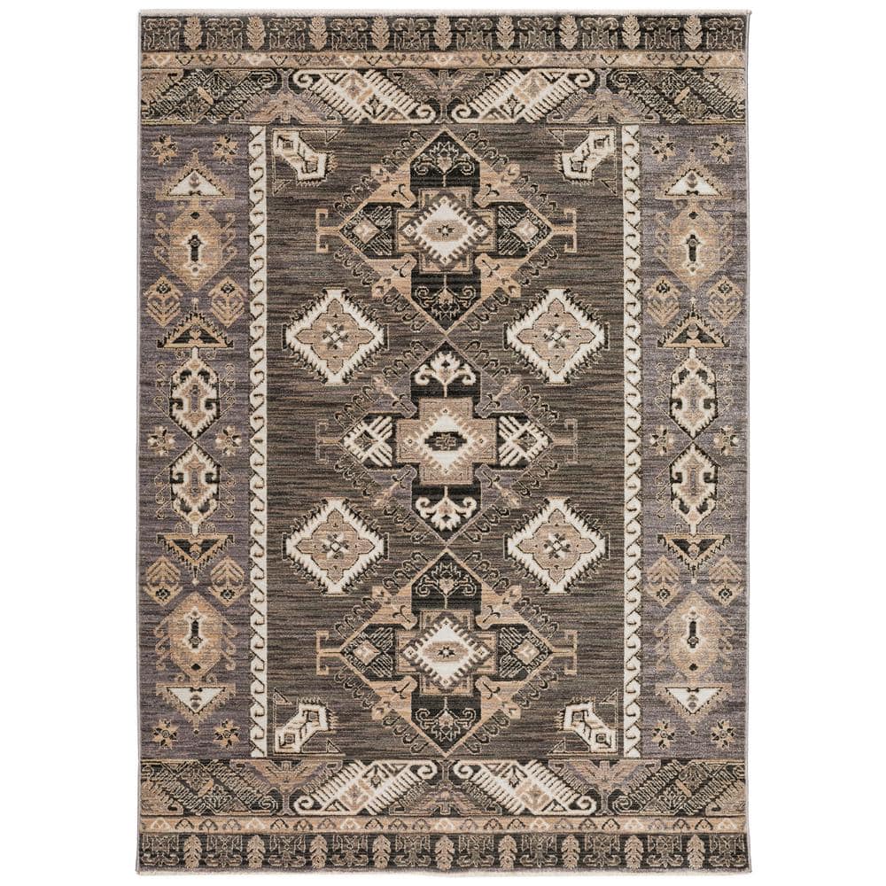 Odis Rug, grey brown & off-white & black