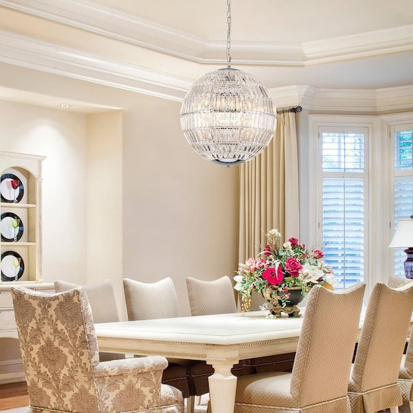ZYZWMB 21.7 in. 6-Light Chrome Crystal Globe Chandelier YHF1059463