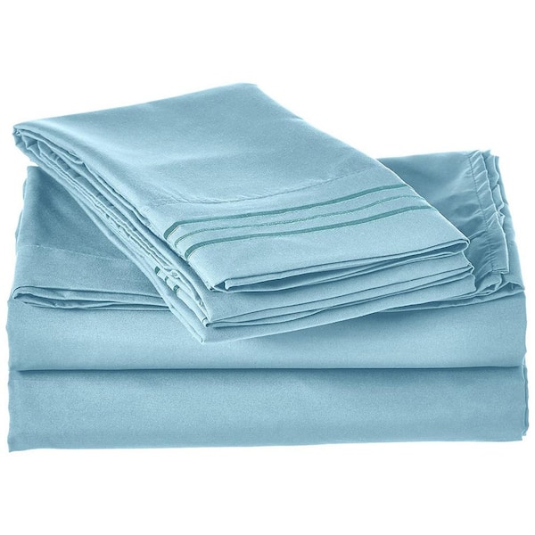 Elegant Comfort 4-Piece Aqua Solid Microfiber Queen Sheet Set