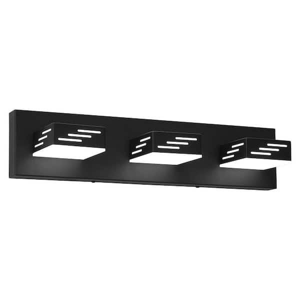 23 in. 3 LED Light Black Vanity Light with Cage Shades Fixture for Bathroom, Hallway