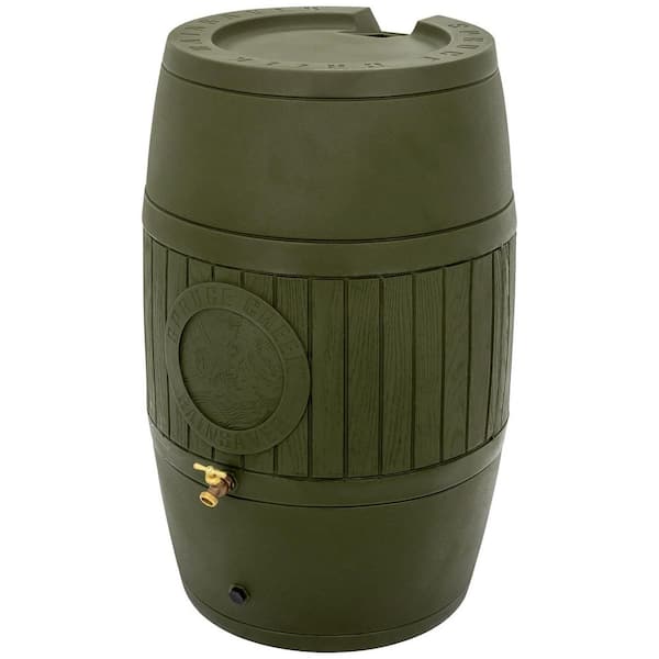 Bushman Spruce Creek 54 Gal Rain Saver Barrel with Spigot, Moss Green
