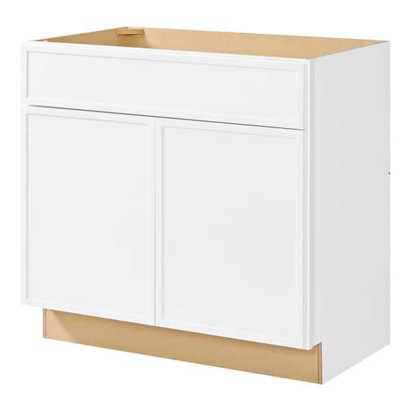 Leyton 36 in. W x 21 in. D x 34.5 in. H Ready to Assemble Plywood Slim Shaker Bath Sink Base Cabinet in Alpine White