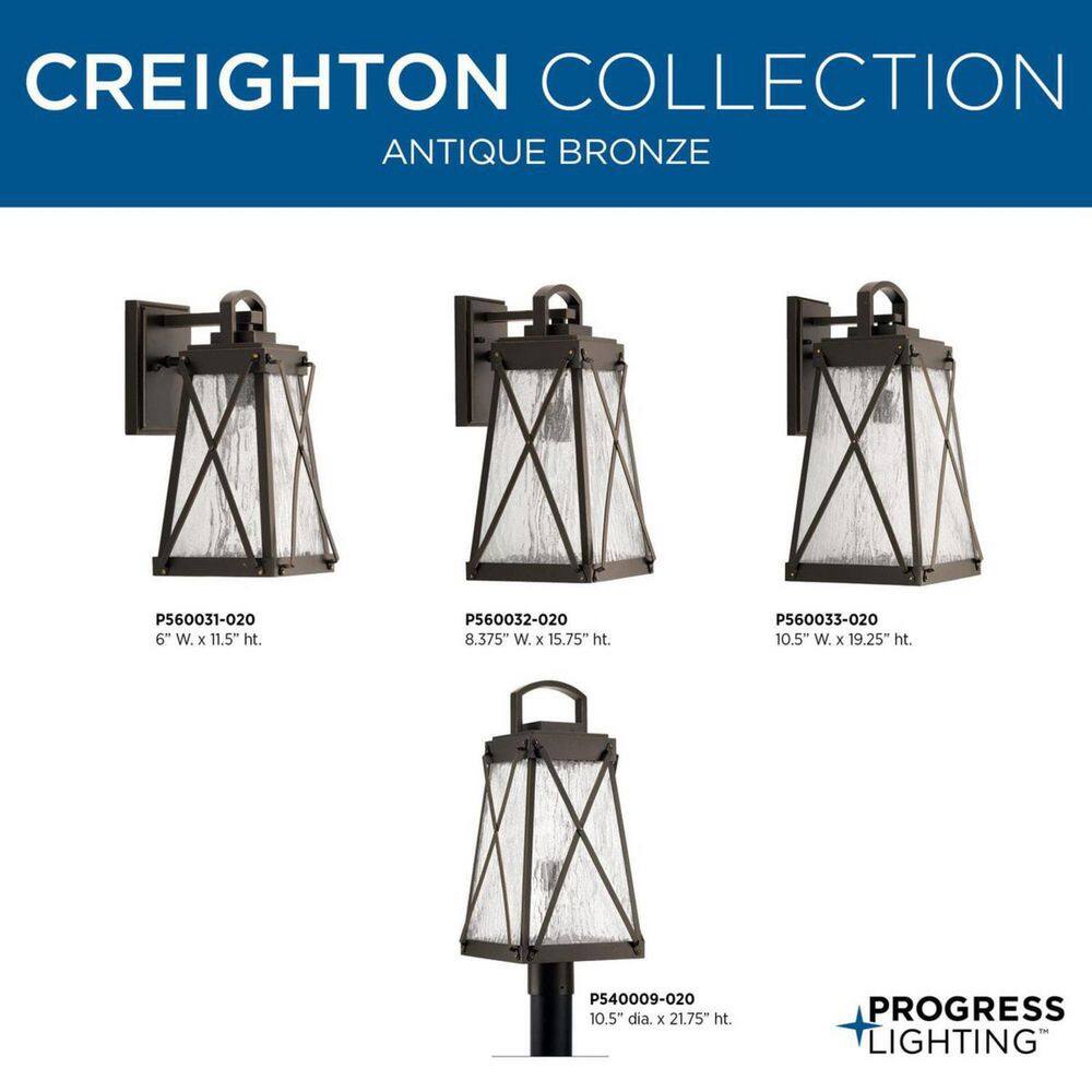 Creighton Antique Bronze Outdoor Post Lantern with Clear Water Glass Shade