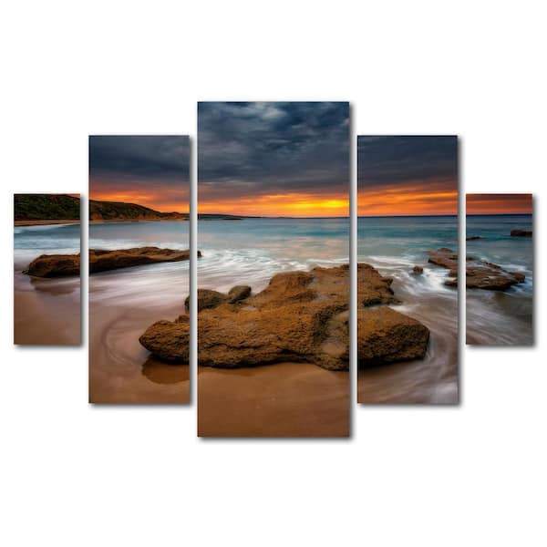 Trademark Fine Art 40 in. x 58 in. "Beach at Sunset 5" by Lincoln Harrison Printed Canvas Wall Art