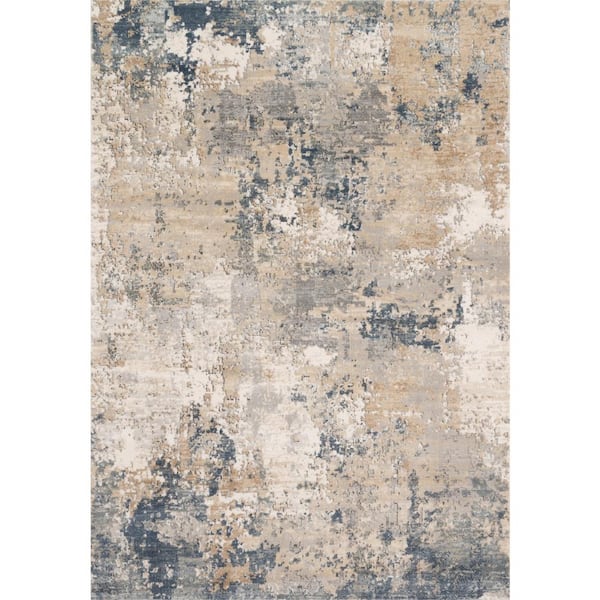LOLOI II Teagan Sand/Mist 2 ft. 8 in. x 10 ft. 6 in. Modern Abstract Runner Rug