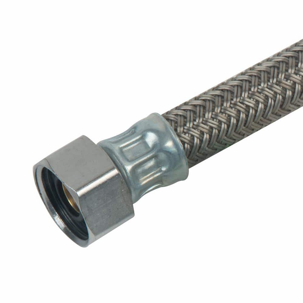 30-Inch Silver Braided Polymer and Brass Water Supply Line