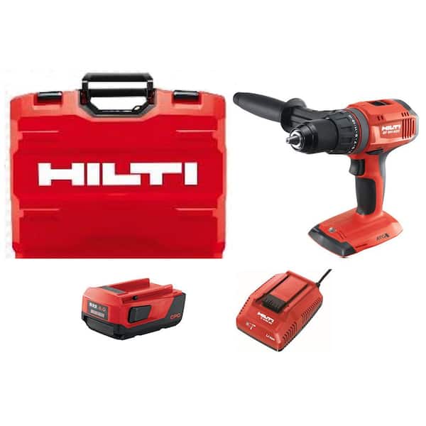 Hilti 22-Volt Lithium-Ion 1/2 in. Cordless Brushless Hammer Drill Driver SF 6H Kit with 2 Batteries, Charger and Bag