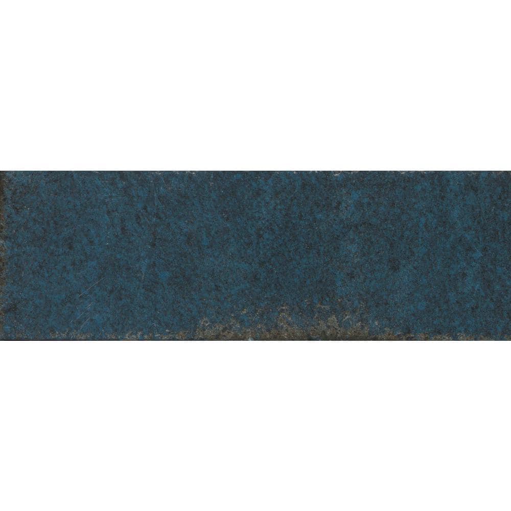 Inhale Azul 4 in. x 12 in. Glossy Porcelain Floor and Wall Tile (12.27 Sq. 
