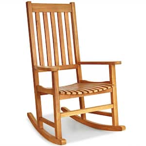 Natural Wood High Back Outdoor Rocking Chair