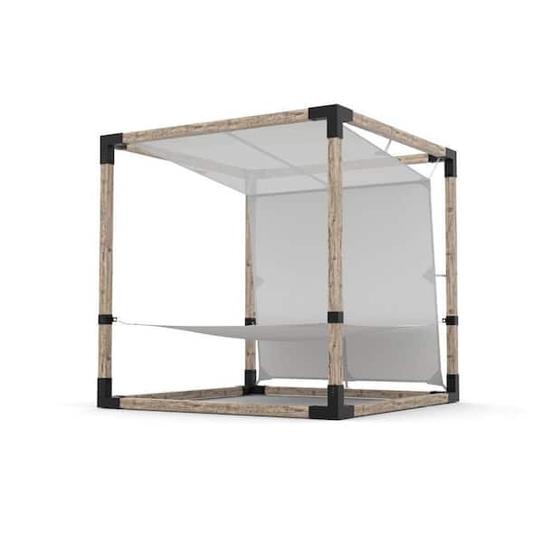 TOJA GRID 8 ft. x 8 ft. Wood 2-Person White Hammock Pergola Kit with Bimini Top for 4 in. x 4 in.