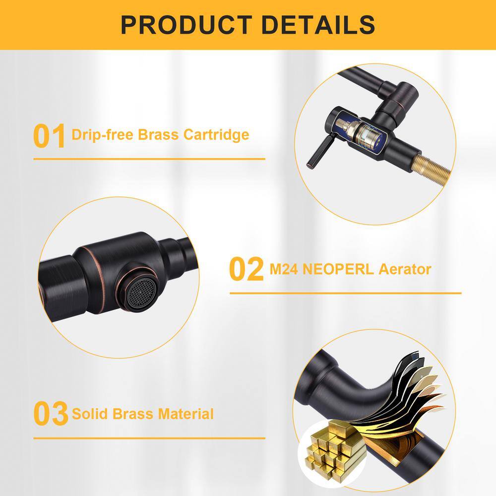 Oil Rubbed Bronze Wall Mounted Pot Filler Faucet with Ceramic Valve