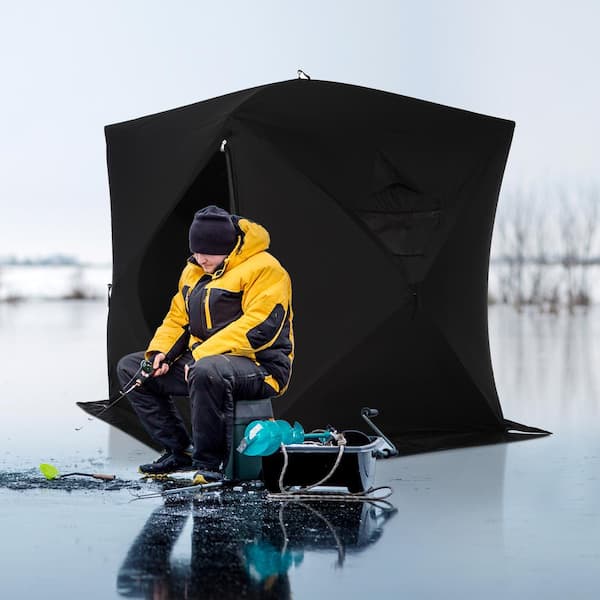  Outsunny 4 Person Ice Fishing Shelter, Pop-up Ice