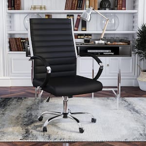 Kiddle Black Faux Leather Seat Tall Office Chair with Non-Adjustable Arm