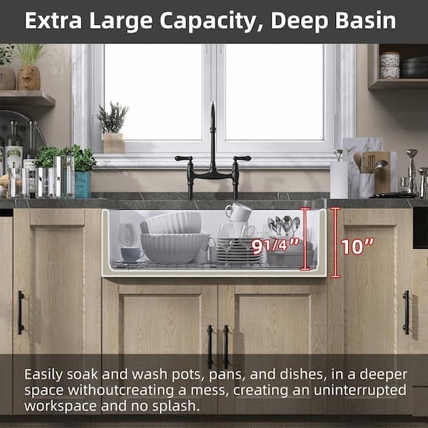 Getpro 36 in. Rectangular Apron Front Farmhouse Sink Single Bowl