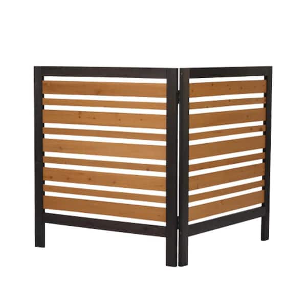 38 in. x 42 in. 2-Panel Outdoor Air Conditioner Fence Screen-Stylish Wood Privacy Barrier for Backyard Garden & Patio