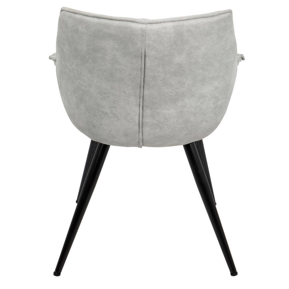 Light Grey Polyester Wingback Accent Chairs with Black Metal Legs, Set of 2