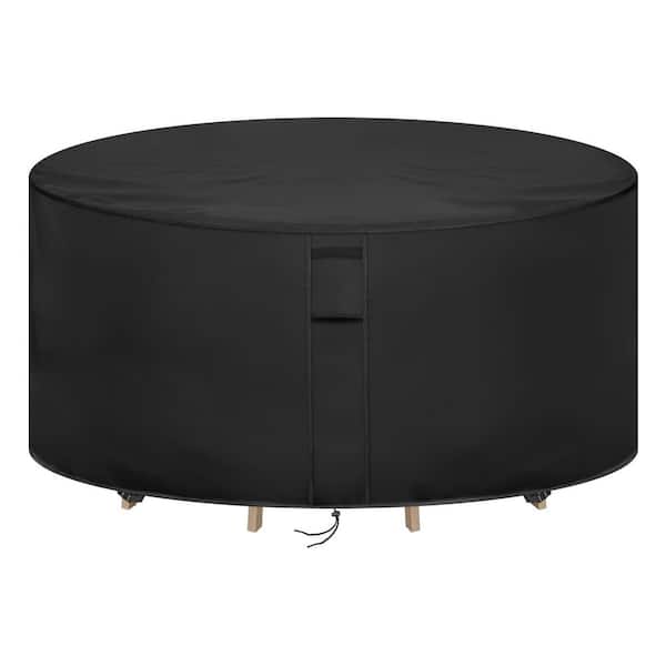 96 in. Dia x 36 in. H Black Round Patio Furniture Cover Waterproof Table, Chairs Cover Windproof UV Resistant All-Season
