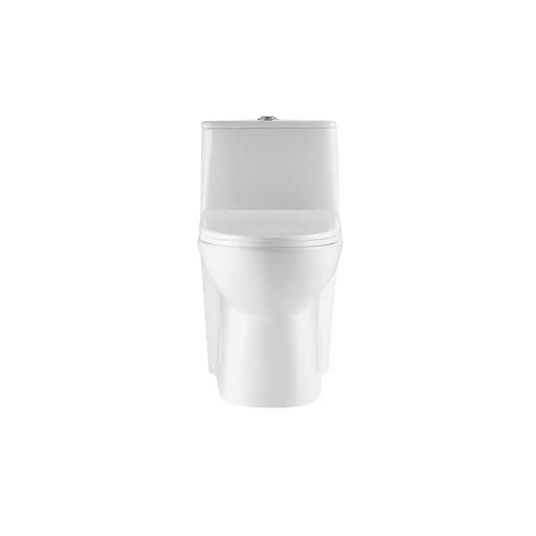 1.1/1.6 GPF Elongated Mounted One-Piece Toilet Dual Flush, 26.75 in. Ceramic, Oval Seat White Color, Soft Close Seat