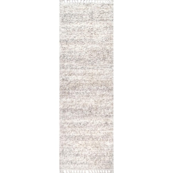 StyleWell Contemporary Brooke Shag Ivory 2 ft. 6 in. x 8 ft. Indoor Runner Rug