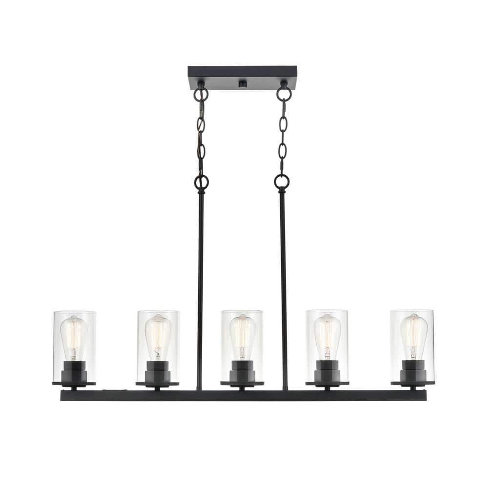 Verlana Matte Black 5-Light Island Pendant
