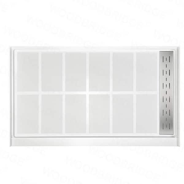 WOODBRIDGE Clovis 48 in. L x 36 in. W Alcove Single Threshold Shower Pan Base with Right Drain in White