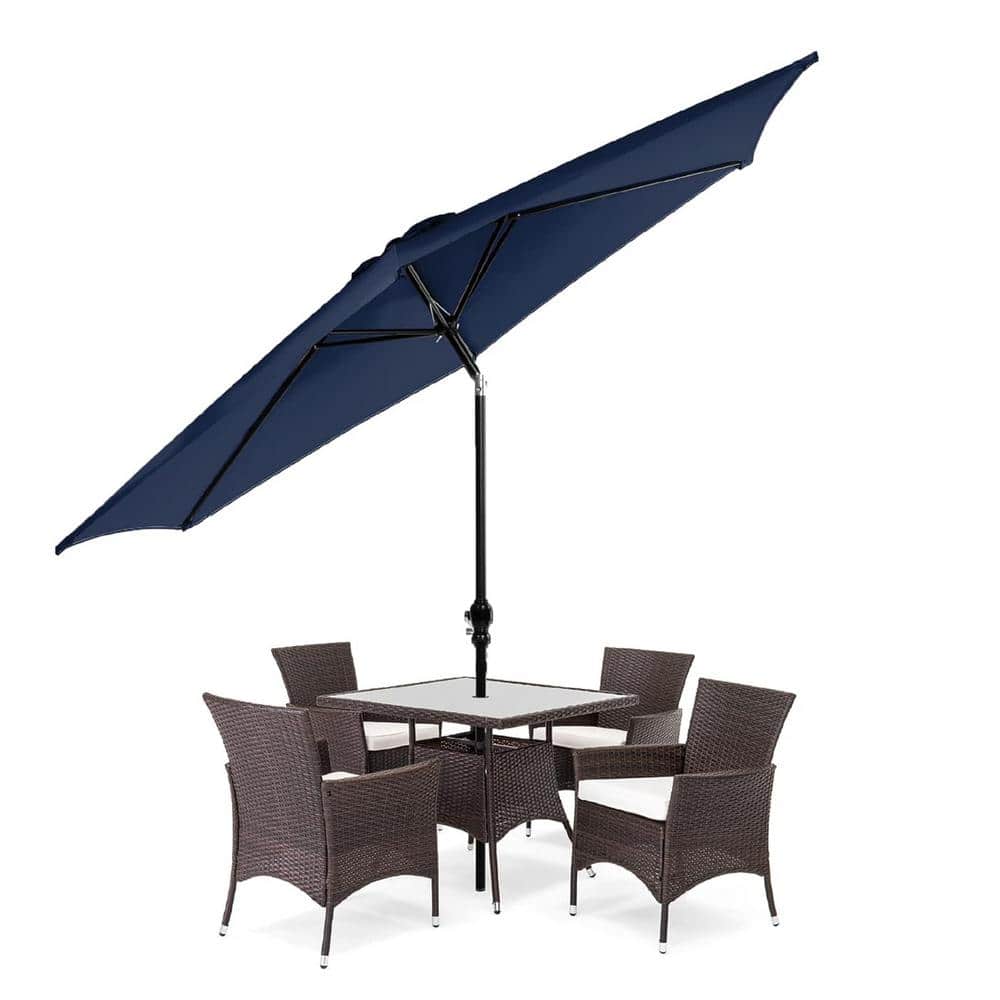 Navy Blue 10ft Steel Market Patio Umbrella with Crank and Tilt