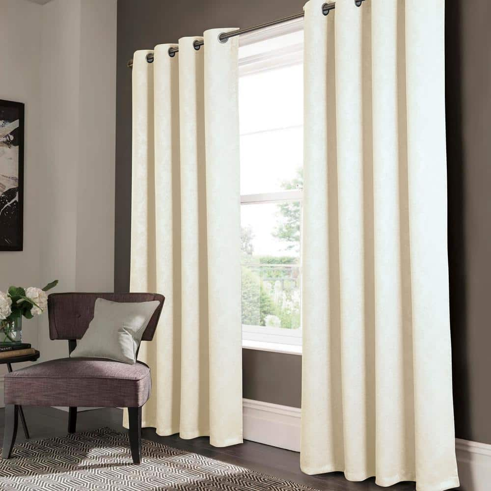 MODERN LOOM HOME Daisi Ivory 52 in. W x 90 in. L Embossed Grommet ...