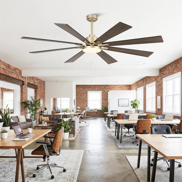 72 in. Gold Downrod Mount Standard Ceiling Fan with LED Light, DC Motor and Remote Control