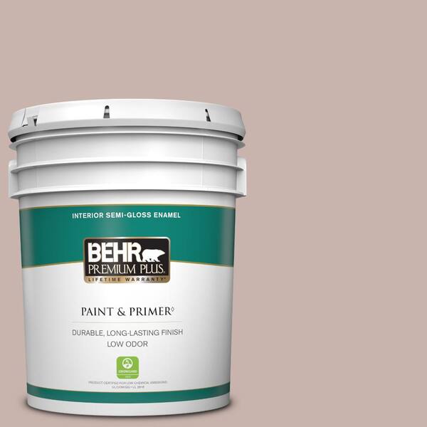 BEHR PREMIUM PLUS 5 gal. #PPF-10 Balcony Rose Semi-Gloss Enamel Low Odor Interior Paint & Primer