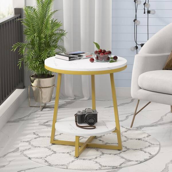 Set of 2 Industrial End Table 2-Tier Side Table with Storage Shelf Sofa Silver 