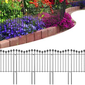 24 in. x 12.6 in. Rustproof Black Metal Fence, Animal Barrier Border Decorative Garden Fence (10 Pack)