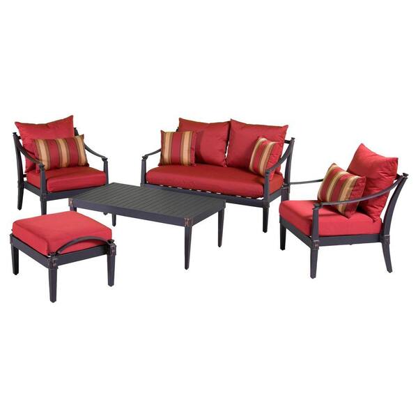 RST Brands Astoria 5-Piece Patio Seating Set with Cantina Red Cushions