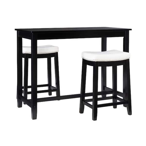 Linon Home Decor Concord 3-Piece Rectangle Counter Height Black and White Wood Top Dining Room Set Seats 2