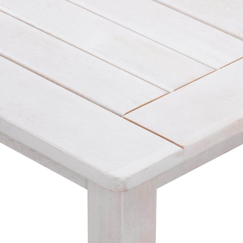 Miramar Contemporary White Washed Wood 35.5" Long Outdoor Coffee Table