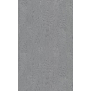 Gray Non-Pasted Vertical Geometric Stripes Metallic Shelf Liner Non-Woven Wallpaper Double Roll (57 sq. ft.)