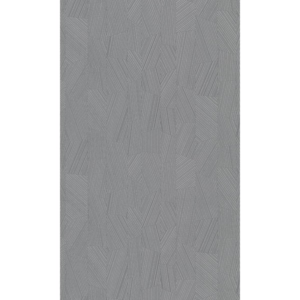 Walls Republic Gray Non-Pasted Vertical Geometric Stripes Metallic Shelf Liner Non-Woven Wallpaper Double Roll (57 sq. ft.)