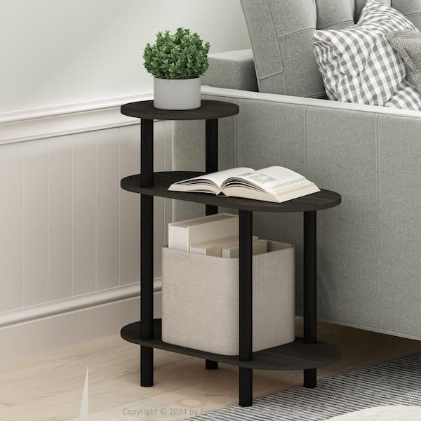 Furinno Turn-N-Tube 23.23 in. Espresso/Black Oval Wood End Table