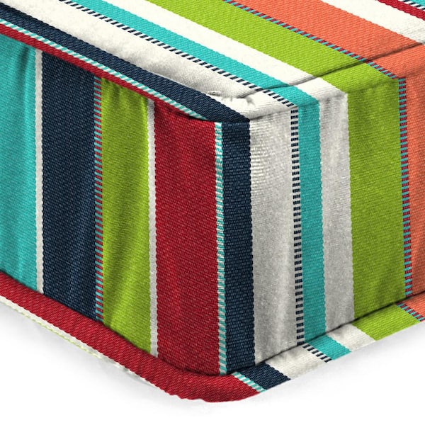 Sunbrella Stripe Outdoor Seat Cushion Red/Green