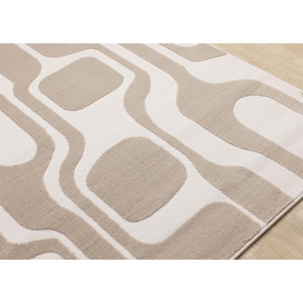 Avenia Collections 5 ft. x 8 ft. Beige Geometric, Tonal/Solid Indoor Area Rug