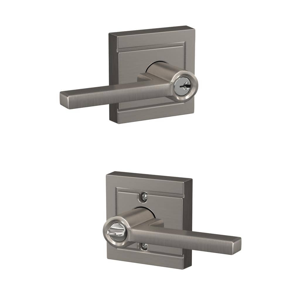 Schlage Latitude Satin Nickel Keyed Entry Door Handle With Upland Trim F51a Lat 619 Uld The 4658