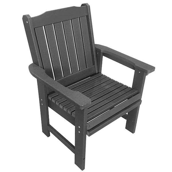 27 in. HDPE Patio Dining Chair with Stainless Steel Hardware, Weather-Resistant, 600 lbs Weight Capacity, Gray