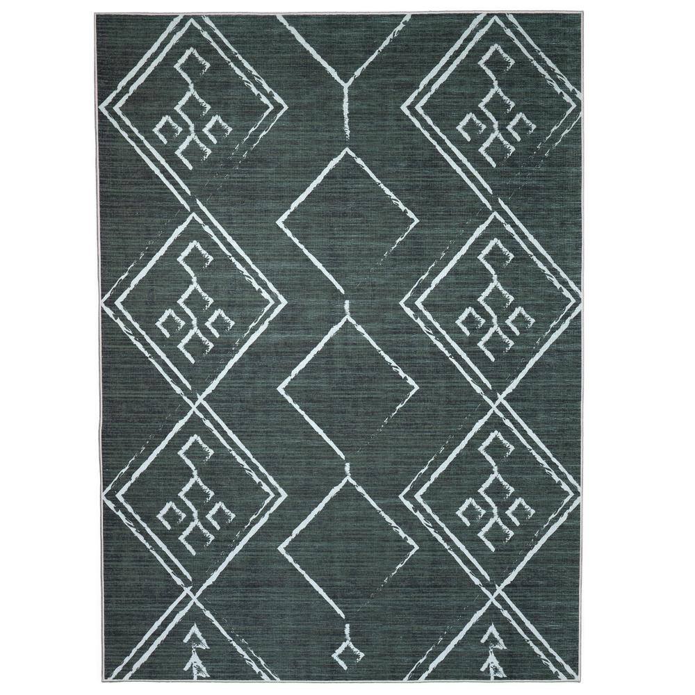 Aspen Green Creme 5 ft. 8 in. x 9 ft. Machine Washable Tribal Moroccan Bohemian Polyester Non-Slip Backing Area Rug price history on PriceWatchPro