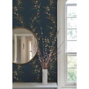 8 in. x 10 in. Posy Blue Midnight Vines Peel and Stick Wallpaper Sample