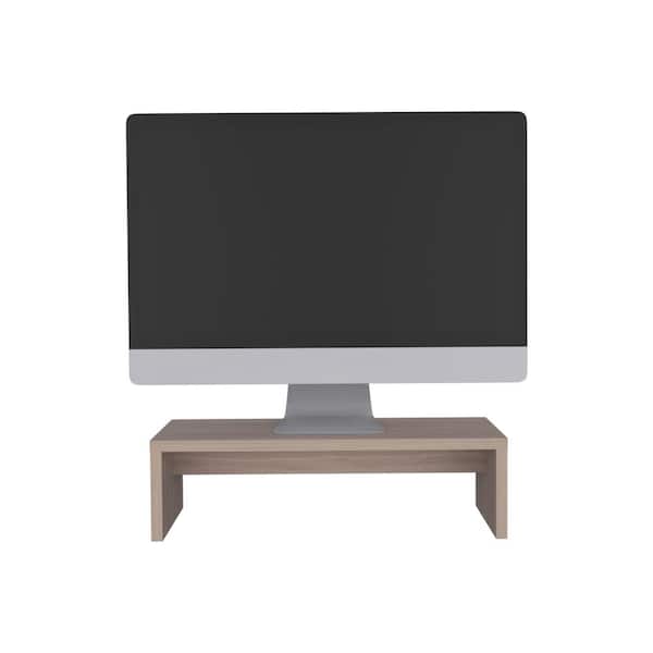 Light Gray 19 in. Wx 10.2 in. H Wood Wide Decorative Stand Riser Table Decor with 5.4 in. of Laptop, Monitor